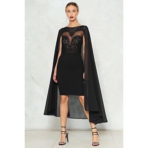 Nasty Gal Black Sheer Cape Lace Dress